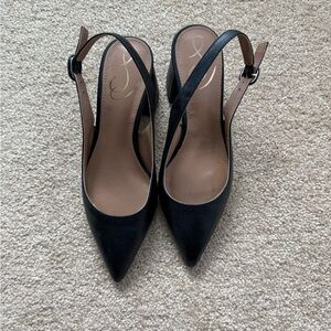 Sam Edelman Black Pointed Toe Slingback Heels